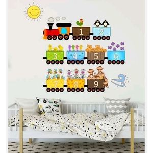 Train Wall Stickers With Numbers For Baby Nursery & Kids Rooms.